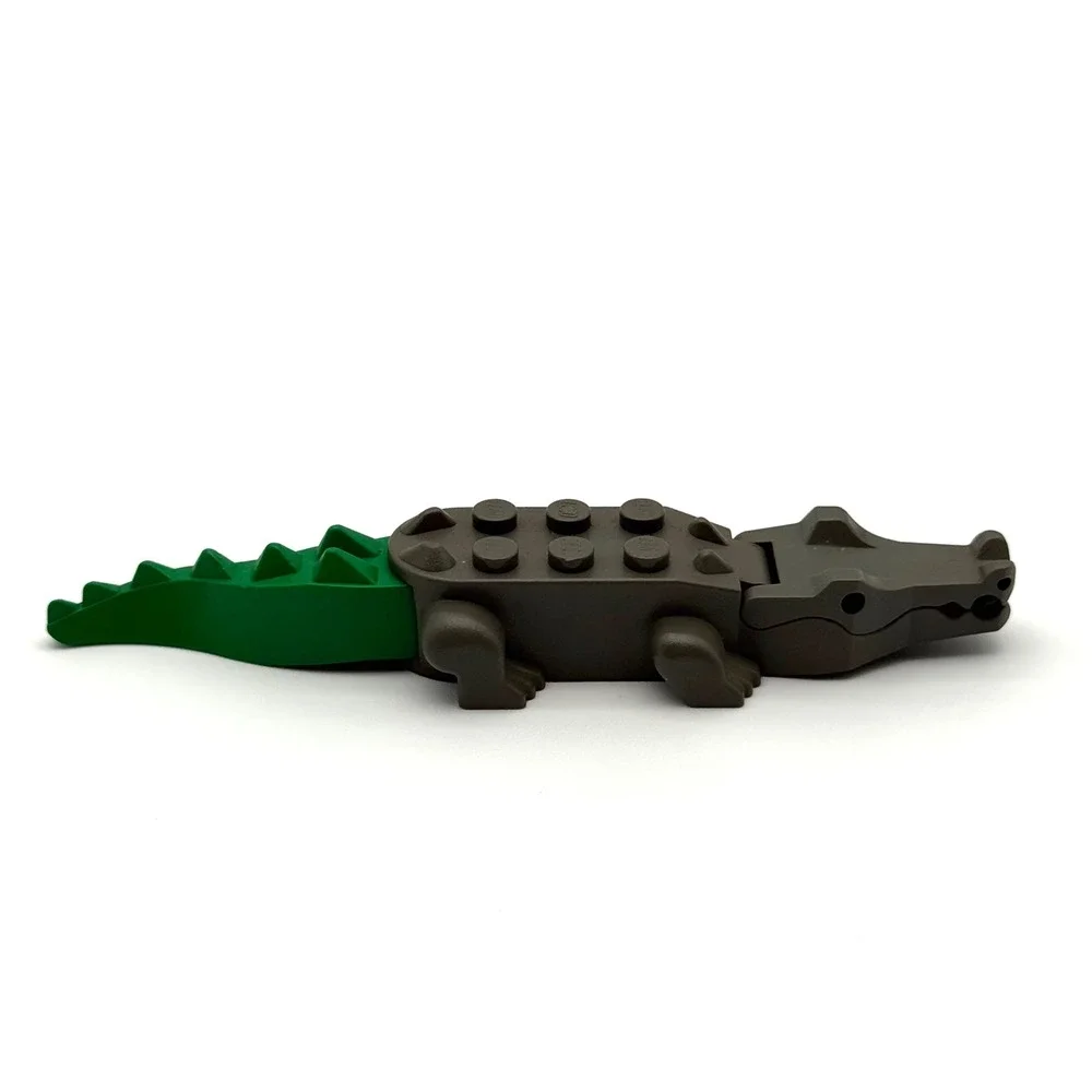 LEGO Alligator Crocodile Minifigure Animal Dark Gray Green Tail Piece
